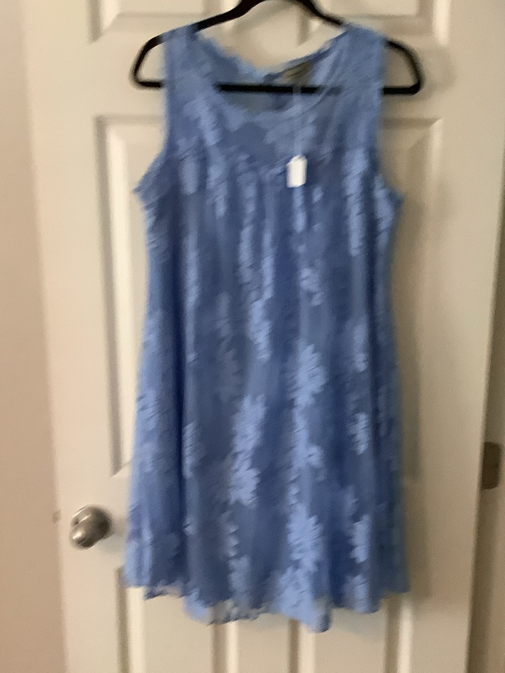 ONE WORLD Light Blue Lace Overlay Sleeveless Dress